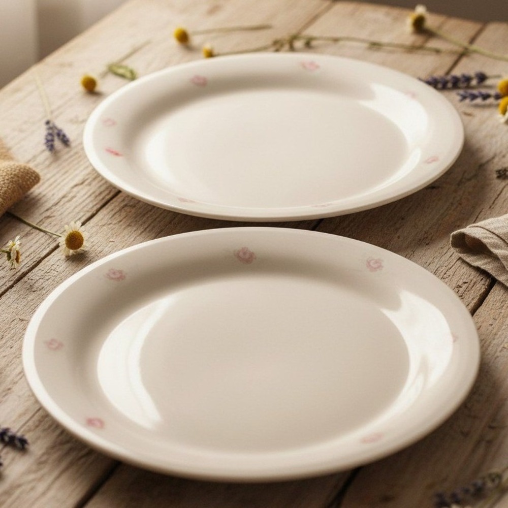 Homer Laughlin Eggshell White Pink Rose Floral Trim 2 Salad Plates *